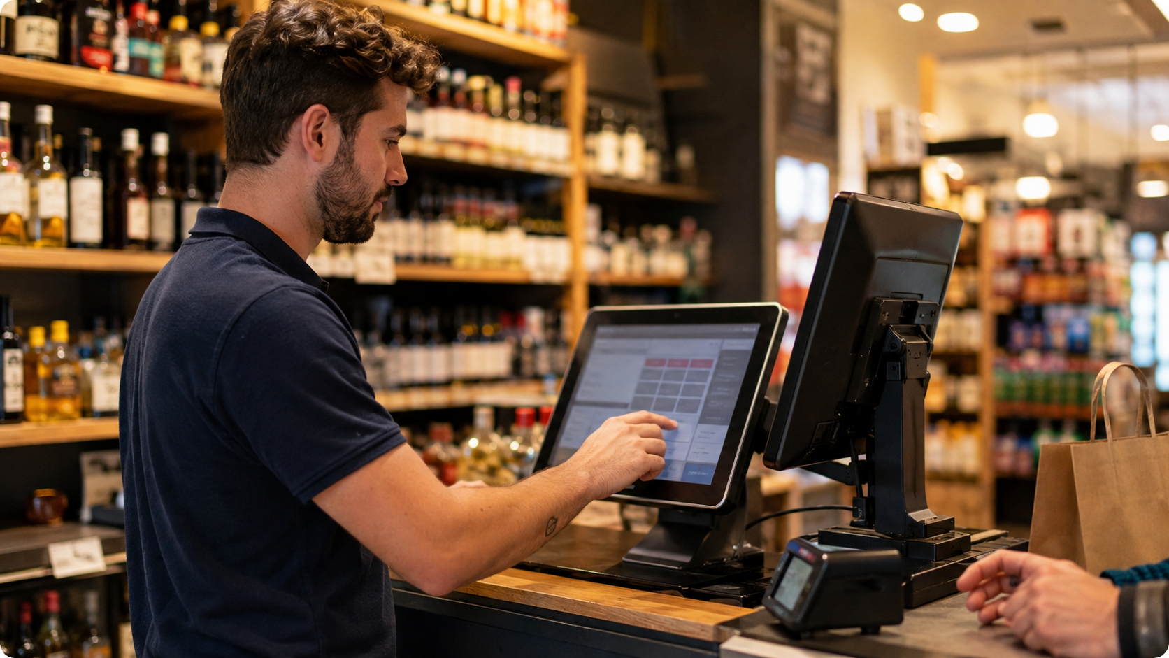 Cashier at counter